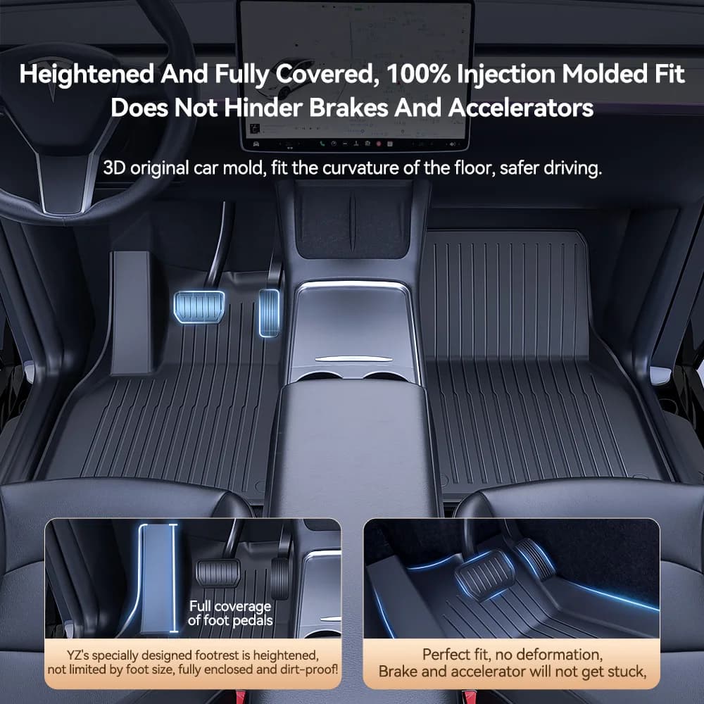 שטיחי רצפה ל-טסלה היילנד / מודל 3 - עמיד למים, נגד החלקה 5